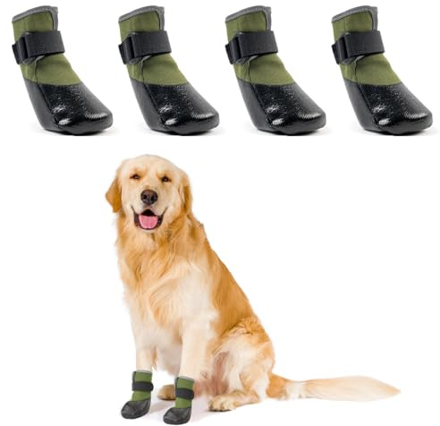 LiebeDD Scarpe per Cani Impermeabili, 4 Pezzi Stivali per Cani Interno, Calzini Antiscivolo per Cani Morbido Protezioni Zampe per Cane da Esterno con Cinturini Riflettenti e Suola Antiscivolo