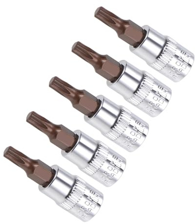 CoCud Embouts de Tournevis Torx T20 1/4 Drive 1,5 de Long, 5 Pièces | Douille en Acier Allié S2 Traité Thermiquement Cr-V, Embout Métrique Applications pour les Fixations