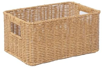 YRMT Rattan Storage Basket Pantry Baskets with Built-in Handles Wicker Baskets for Organizing Waterproof Woven Nature 12 x 8 x6