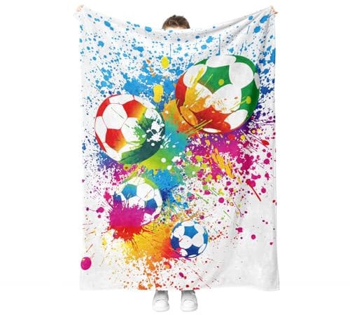 Fußball Kuscheldecke Flanell Decke Fußball-Muster Fleecedecke Flauschig Weich und Warme,3D Fußball Wohndecke Sofadecke Couchdecke Für Teens Erwachsene. (Style G, 150x200cm)