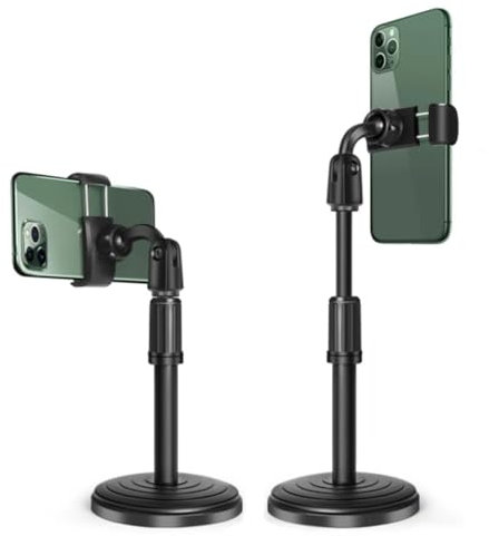 COQTEL® Support de Téléphone Bureau Réglable Multi Angle - Stabilité Renforcée, Hauteur Ajustable, Rotation 360° - Idéal pour Enregistrements, Communications et Appels Mains Libres