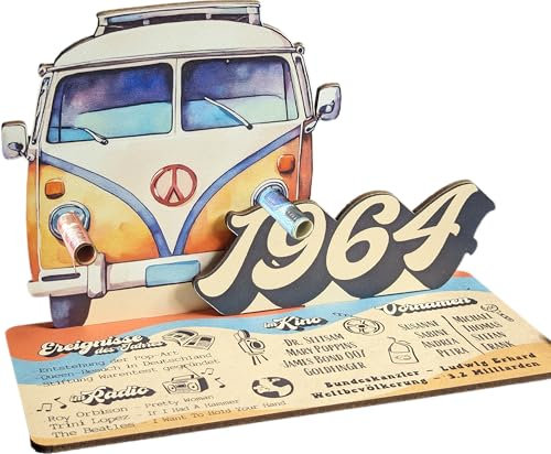61 Geburtstag - Damals.. 1964 3D-Holzkarte | Geldgeschenke, Geschenk 61., 61 Geburtstag Männer & Frauen, 61. Geburtstag Geldgeschenk, Geburtstagskarte 61, 61 Geburtstag Deko