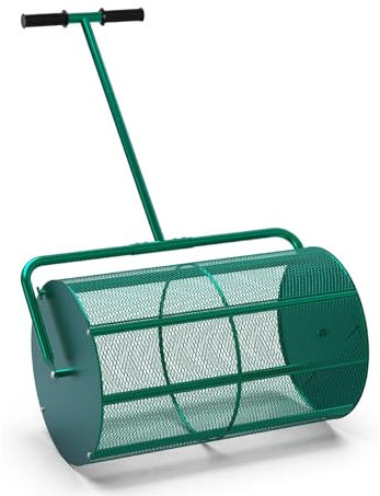 BTAISYDE Peat Moss Spreader Roller,Compost Spreader, Drop Fertilizer Grass Seed Spreader,Lightweight Metal Mesh Spreader Lawn & Garden Tool