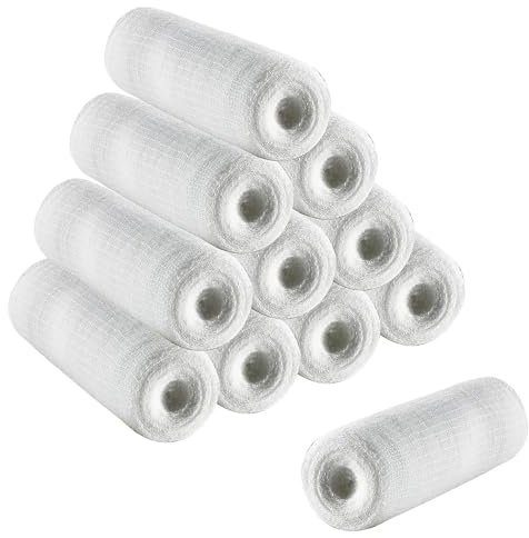 Rollos de vendaje de gasa de 6 cm x 4 m, vendaje elástico de soporte tubular transpirable para heridas para vendajes de heridas, 12 rollos