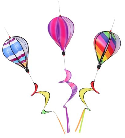 POPETPOP 3 Pièces Montgolfière Girouette Ballon Toupies De Jardin Tourbillons Moulin à Vent Rotatif Éoliennes Suspendues Moulinet De Jardin Arc-en-Ciel Carillon Moulins à Vent Ballon PVC