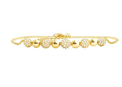 Sofia Milani - Damen Armband 925 Silber - vergoldet/golden mit Zirkonia Steinen - Kugel Anhänger - B0394