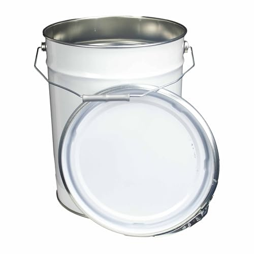 ITP Packaging 20 Litre Metal Pail Bucket Drum with Lid, 10 Pack | Ring Closure, UN Approved, Plain Interior, For Oil Based Products