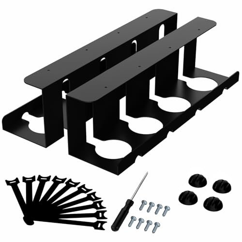 Escritorio de gestión de Cables, Juego de 2 canaletas de Cables de Acero Ocultar Cables, Organizador de Cables, Escritorio Negro para el hogar, Oficina y Lugares de Trabajo