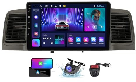 ZZPHKK Android 13 Double DIN GPS Car Radio für Toyota Corolla E130 E120 2000-2004 mit Carplay Android Auto 9 Zoll Touchscreen FM RDS DAB+ Autoradio Bluetooth 5.0 WiFi GPS SWC + DVR Camera(NF-1)