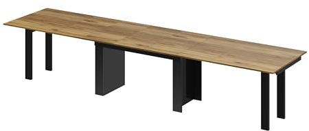 designimpex Design Esstisch Tisch HMA-111 XXL ausziehbar 170 bis 410 cm Esszimmer, Farbe:Alteiche - Schwarz Hochglanz