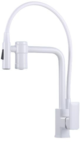 Grifo Cocina Extraible Blanco Grifo Osmosis 3 Vias Grifos Cocina Fregadero con Dos Asas Modo Dual Mezclador Grifo de Cocina para Agua Potable