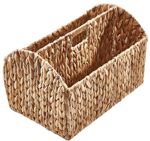 Kobolo Zeitungsständer aus Wasserhyazinthe, 2 Fächer, 43x28x28 cm, Zeitschriftenkorb, Magazinständer, Wohnzimmer, Büro