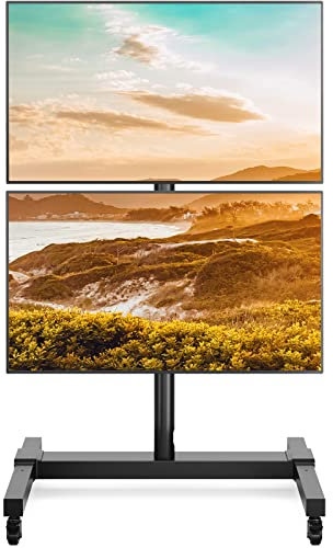 Rollender mobiler TV-Wagen mit Rädern für 81,3 bis 139,7 cm (32 bis 55 Zoll) LCD-/LED-4K-Flachbildfernseher, höhenverstellbarer Bildschirm, neigbar, rollender TV-Ständer für 4 Fernseher mit