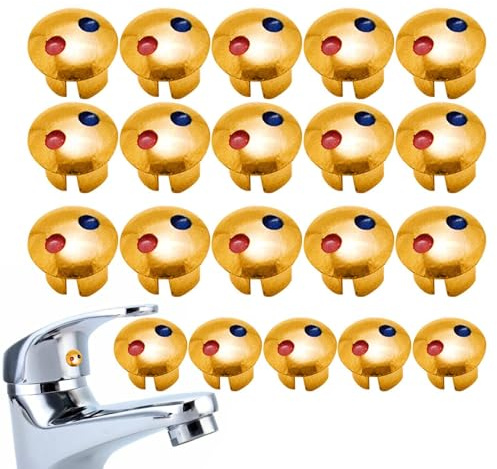 Faucet Logo - Hot Cold Water Indicator | Faucet Handle Index Buttons | Hot Cold Water Handle Labels | Hot and Cold Water Markers | Replacement Index Buttons | Tap Indices Hot and Cold Inserts