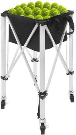 panfudongk Panier à balles de tennis pliable avec roues pour balles de 150 à 170 balles en aluminium Oxford pour courts de tennis, écoles, parcs à la maison, avec poignée de transport pratique