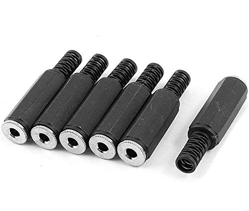 6 Pcs 3.5 mm Jack Stéréo Plaqué Or Prise Femelle Adaptateur Audio Jack ConnectorNoir PratiqueDurabilité et Style