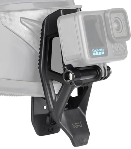 HSU Support de menton pour casque de moto pour caméras d'action, super pince de fixation pour Hero 13/12/11/10/9/8/7/6/5/4/3 et Osmo Action 5/4/3