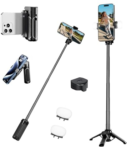 OneNine Mini Selfie Stick Stativ, Selfie Stick mit Abnehmbarer Handyhalterung, 10.8 cm Ausziehbares Smartphone Stativ, 360° Drehbarer StativStänder für iPhone Samsung und Android