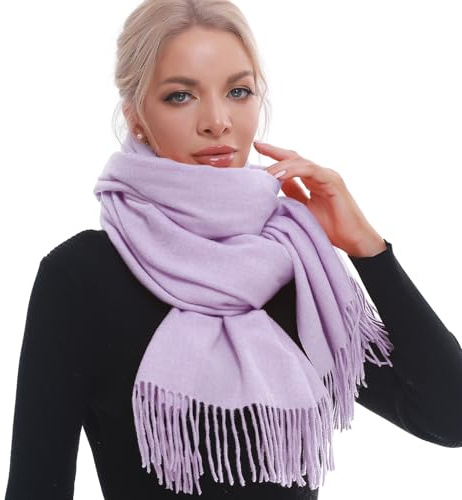 SWAT PANY Bufanda de invierno para mujer, chales y envolturas de pashmina cálidos, Lila, L