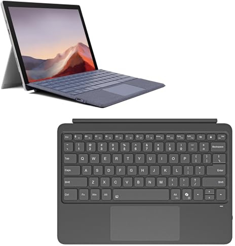 Generico Adatto per Surface Pro 12 Tastiera Arcobaleno Backlight, Ultra-Slim Pro 12 BT Tastiera senza fili (grigio)