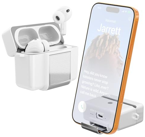 PZOZ Hülle für AirPods Pro 3(2025), kompatibel mit AirPods Pro 3. Generation, Schutzhülle mit Metal Handy Ständer,MagSafe-kompatibel (Silber+Weiß)