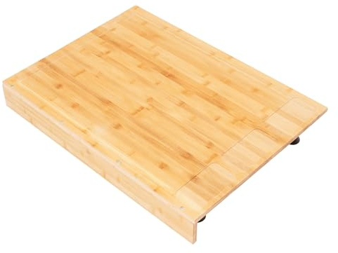 Plaque de recouvrement rectangulaire en bois - 75 x 54 cm - Multifonctionnelle, avec planche à découper, anneau en acier inoxydable et résistance à la chaleur - Pour cuisinières à gaz - 10 cm
