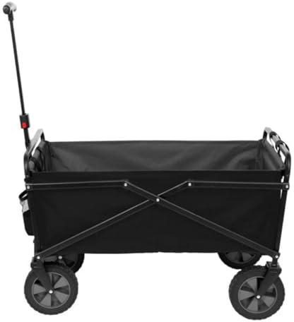 DTACBNEUZ Servierwagen Kompakter, zusammenklappbarer Mehrzweckwagen for den Außenbereich, schwarz, tragbarer Einkaufswagen