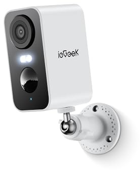 ieGeek 2K/3MP Überwachungskamera Aussen Akku，WLAN Kabellose Überwachungskamera außen/innen mit farbige Nachtsicht，PIR-Bewegungserkennung，Cloud/Memory Card，IP65，2-Wege Audio，2,4 GHz (Weiß)