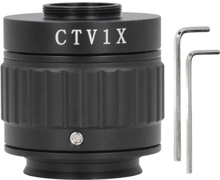 Lxwythozoan Microscope Camera Mounting Interface Kit, 1X Focal Adjustable CTV Port, 38mm Mount Lens Adapter with C - Mount for 25mm Camera, Compatible with Various Microscopes