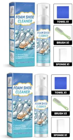 Ohukela Shoe Cleaner,Cleaner Foam,Shoe Cleaning Kit with Brush & Towel | White Trainer Cleaner,Deep Cleaning Shoe Cleaning Kit for Leather, Canvas, Knit, Rubber & More,Removes Dirt & Stains Fast