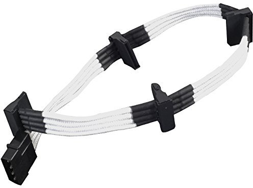 SilverStone SST-PP07-BTSW - 30cm Molex vers 4x SATA Cable d'extension manchonné, blanc