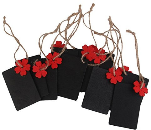 10PCS Mini Rechteck Kreidetafel Geschenkanhänger Holz Tafel Aufhängen (rot )