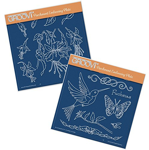Groovi Plate A5 Square - Jayne's Fuchsias (Set of 2)