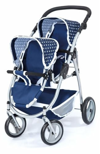 Bayer Design 26551AA, Zwillingspuppenwagen für Puppen, modern, höhenverstellbarer Griff, zusammenklappbar