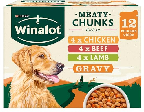 WINALOT Meaty Chunks Mixed in Gravy Wet Dog Food 12x100g