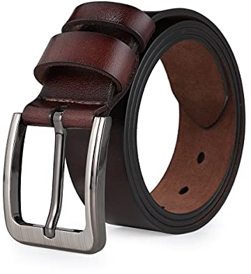 VRLEGEND Ledergürtel Herren 110-175cm Gürtel Leder Jean Business Metall Retro Jeansgürtel Vollrindleder 40mm Breite (150cm, Braun)