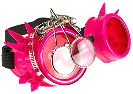 4sold Loupes Steampunk Antique Copper Cyber Goggles Rave Goth Vintage Victorian Like Lunettes de Soleil (Pink Studs Eye Loupes)