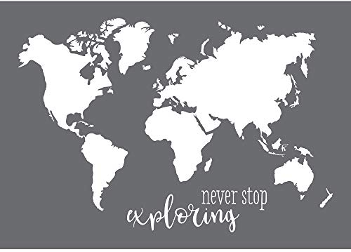 Rayher 45106000 Schablone World map, Format DIN A3, mit Rakel, Siebdruck-Schablone, Malschablone, selbstklebend, Grau