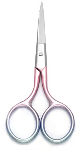 Motanar Multicolor Professional Grooming Scissors for Personal Care Facial Hair Removal and Ear Nose Eyebrow Trimming Stainless Steel Fine Straight Tip Scissors 3.9 Inch (Pink)