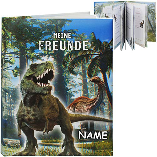 Freundebuch Meine Freunde Dinosaurier - Dino T-Rex - inkl. Name - A5 - Buch gebunden für Schule/Vorschule/Kindergarten/Kita - Kind - Kinder Poesieal..