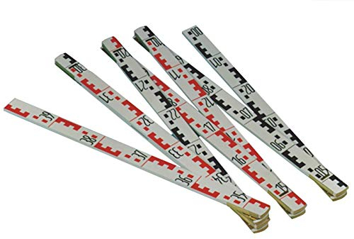 DEWEPRO® Spezial Nivellier-Gliedermaßstab 2m - Meterstab 200cm mit genauer Nivellierteilung schwarz/rot - Holzmeterstab, Zollstock in mm Duplexteilung auf der Rückseite