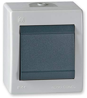 ALING-CONEL Aufputz Wechselschalter mit Wippe 10AX/250V~ / IP 44 - Grau