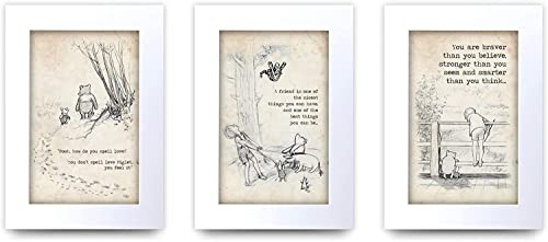 HWC Trading Winnie the Pooh Satz von 3 x A4 Unframed Printed Zitat Nursery-Druck-Baby-Dusche-Raum Geschenke New Born Schlafzimmer Geschenk Druck Fotobildanzeige