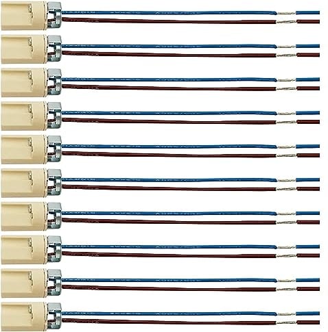 RUNCCI-YUN 10 Stück G9 Lampenfassungen, Halogen Glühlampen LED Sockel, Keramik Lampenfassung,mit Keramik Halter für G9Lampen Heimbedarf, 12cm Kabel