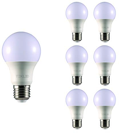 TEKLED® A60 LED Bulbs | E27 Edison Screw | Energy Saving 10W Light Bulb 70W Incandescent Bulb Equivalent | 2700K 765LM NONDIMMABLE | 6-Pack | Warm White