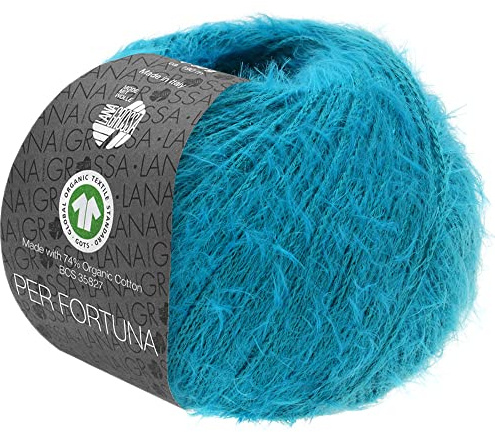LANA GROSSA Per Fortuna GOTS | Leichtes Sommerflauschgarn mit Baumwolle | Handstrickgarn aus 74% Baumwolle (Bio) & 26% Polyamid | 50g Wolle zum Stricken & Häkeln | 190m Garn FB 15