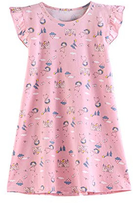 SAMGU Pigiama da Ragazza da Notte Estate Principessa Gonna per Ragazza Camicia da Notte Rosa con Volant 3-8 Anni