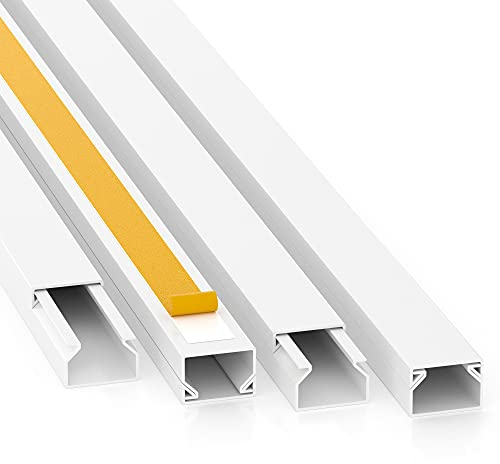 Kabelkanal Selbstklebend Pro mit Schaumklebeband, Kabelschacht 10m 15x10mm - 5x2m, White - Weiß
