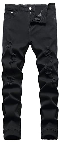 JUNBAOSS Men's Slim Fit Stretch Jeans Ripped Skinny Jeans for Men, Distressed Straight Leg Fashion Comfort Flex Waist Pants