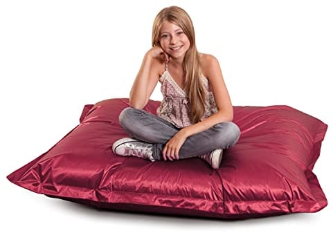 SMOOTHY Original Metallic Junior Indoor XL Sitzsack 250L Riesensitzsack Sitzkissen Sessel aus Baumwolle; Perfekt für Kinder (140 x 110 cm, Rubin)